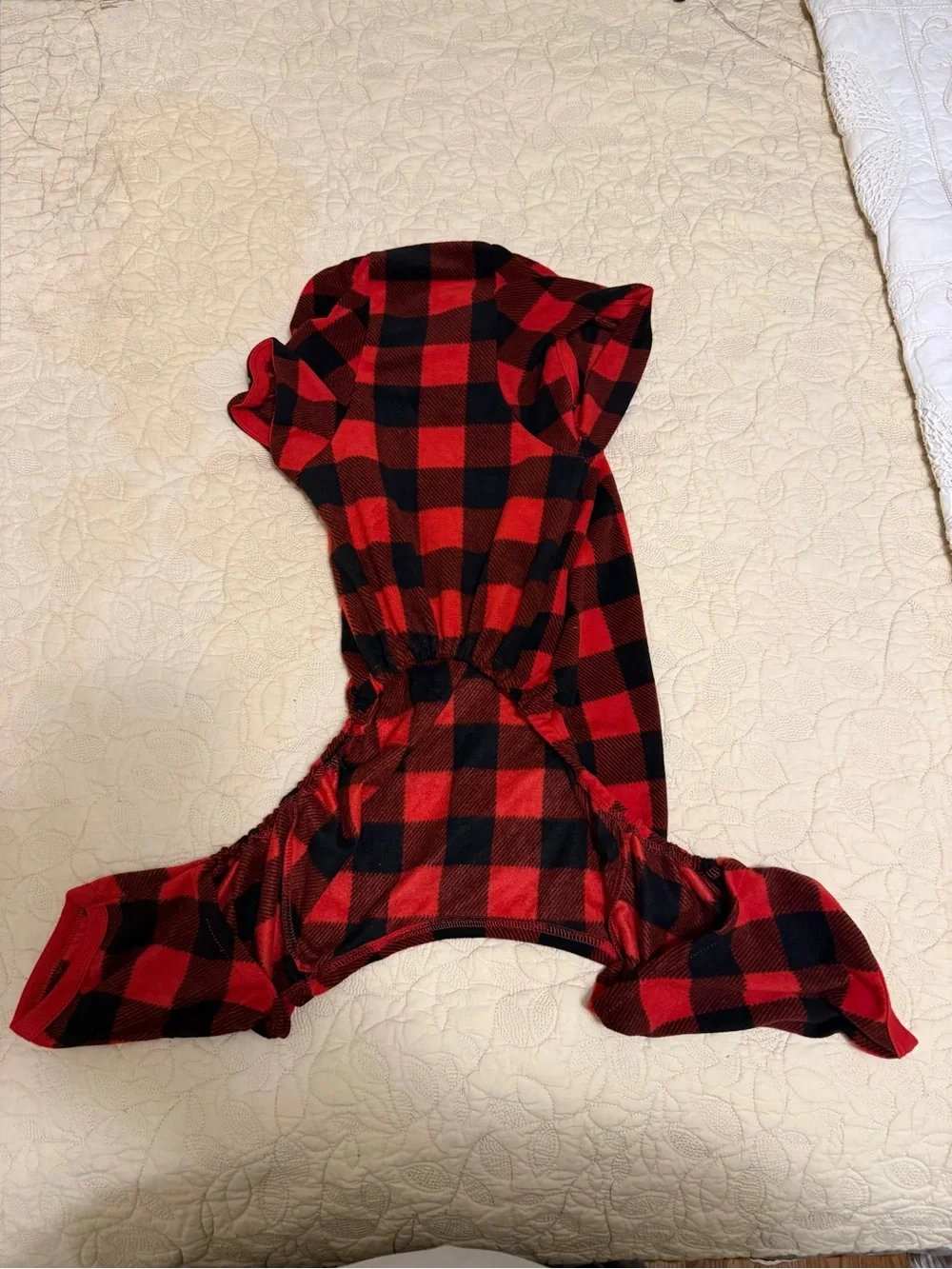 Dog Pajamas One-Piece XL Red & Black Plaid Warm Polyester Spandex